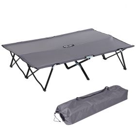 Outsunny 2 Person Folding Camping Cot for Adults, 50" Extra Wide Outdoor Portable Sleeping Cot with Carry Bag, Elevated Camping Bed, Beach Hiking