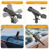 Boat Fishing Pole Rod Holder 360° Rotatable Kayak Side Rail Mount Adjustable Folding Rod Holder w/ Large Clamp