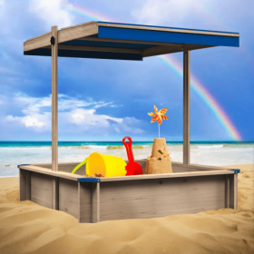 Sandpit For Kids Wooden Playset Beach Terrace Outdoor Backyard - Upgraded Retractable, Natural Colors (Option: Natural color)