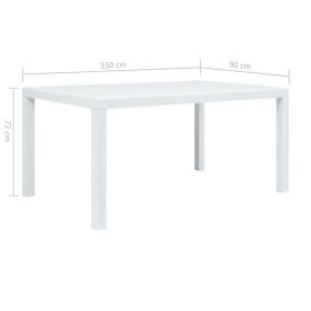 vidaXL Garden Table White 150x90x72 cm Plastic Rattan Look (Option: as picture)