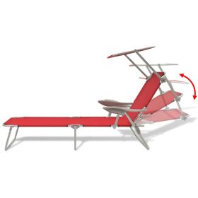 vidaXL Sun Lounger with Canopy Steel Red (Option: as picture)