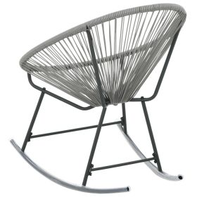 vidaXL Outdoor Rocking Moon Chair Gray Poly Rattan (Option: as picture)