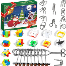 Advent Calendar 2024 For Kids - Christmas Gifts Brain Teaser Puzzles - Christmas Countdown Calendar Decoration Gift Box - 24 Pcs Metal Wire Puzzle Big (Option: Normal)