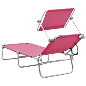 vidaXL Folding Sun Lounger with Canopy Pink Aluminium (Option: as picture)