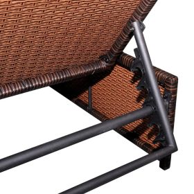 vidaXL Reclining Patio Chairs 2 pcs with Table Brown Poly Rattan (Option: as picture)