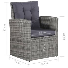 vidaXL 6 Piece Patio Lounge Set with Cushions Poly Rattan Gray (Option: as picture)