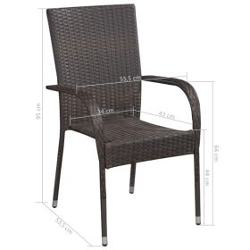 vidaXL Stackable Outdoor Chairs 2 pcs Poly Rattan Brown (Option: as picture)