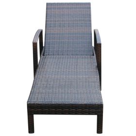 vidaXL Sun Lounger with Cushion Poly Rattan Brown (Option: as picture)