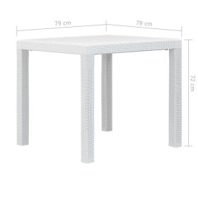 vidaXL Garden Table White 79x79x72 cm Plastic Rattan Look (Option: as picture)