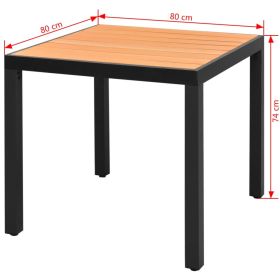 vidaXL Garden Table Brown 80x80x74 cm Aluminium and WPC (Option: as picture)