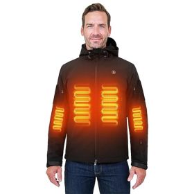 Heated Jacket For Men ANTARCTICA GEAR Winter Coat With 12V 16000mAh Battery Pack, Soft Shell Heating Hood Jacket (Option: Black-S)