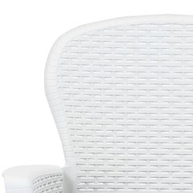 vidaXL Patio Chairs 2 pcs with Cushion White Plastic Rattan Look (Option: as picture)