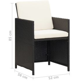 vidaXL Patio Chairs 2 pcs with Cushions and Pillows Poly Rattan Black (Option: as picture)