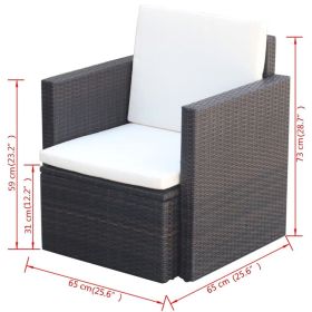 vidaXL Patio Chair with Cushions and Pillows Poly Rattan Brown (Option: as picture)