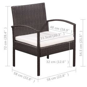 vidaXL 5 Piece Patio Lounge Set with Cushions Poly Rattan Black (Option: as picture)