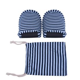 Travel Portable Foldable Reusable Indoor Soft Cotton Anti slip Slippers (Man Blue Stripes) (Option: as picture)