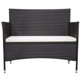 vidaXL Patio Bench 41.7" Poly Rattan Brown (Option: as picture)