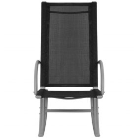 vidaXL Garden Rocking Chairs 2 pcs Steel and Textilene Black (Option: as picture)