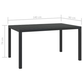 vidaXL Garden Table Black 150x90x74 cm Aluminium and WPC (Option: as picture)