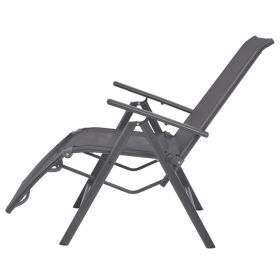 vidaXL Reclining Deck Chair Aluminium and Textilene Black (Option: as picture)