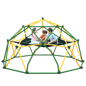 13-foot Geometric Dome Climber Play Center With Children's Climbing Dome Tower With Hammocks (Option: Yellow and green)