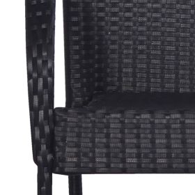 vidaXL Stackable Outdoor Chairs 2 pcs Poly Rattan Black (Option: as picture)