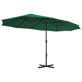 vidaXL Outdoor Parasol with Aluminium Pole 460x270 cm Green (Option: as picture)