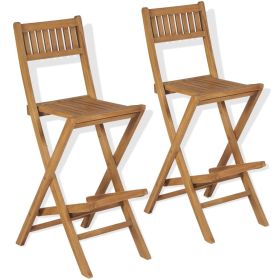 vidaXL 3 Piece Bistro Set with Folding Chairs Solid Teak Wood (Option: as picture)