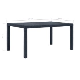 vidaXL Patio Table Anthracite 59"x35.4"x28.3" Plastic Rattan Look (Option: as picture)