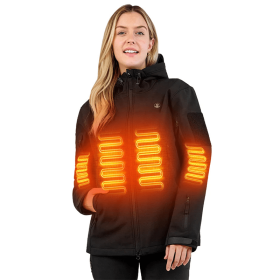 Heated Jacket For Women, ANTARCTICA GEAR Winter Coat With 12V 16000mAh Battery Pack, Soft Shell Heating Hood Jacket (Option: Black-XXL)