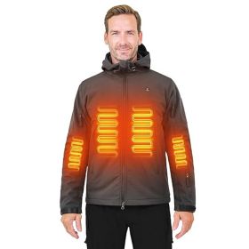 Heated Jacket For Men ANTARCTICA GEAR Winter Coat With 12V 16000mAh Battery Pack, Soft Shell Heating Hood Jacket (Option: Grey-M)