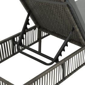 vidaXL Sun Lounger with Cushion Poly Rattan Gray (Option: as picture)