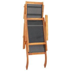 vidaXL Outdoor Deck Chair Solid Acacia Wood and Textilene (Option: as picture)