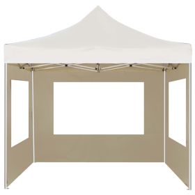 vidaXL Professional Folding Party Tent with Walls Aluminum 9.8'x9.8' Cream (Option: as picture)